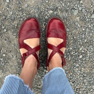 Red Leather NAOT Mary Jane Sandals